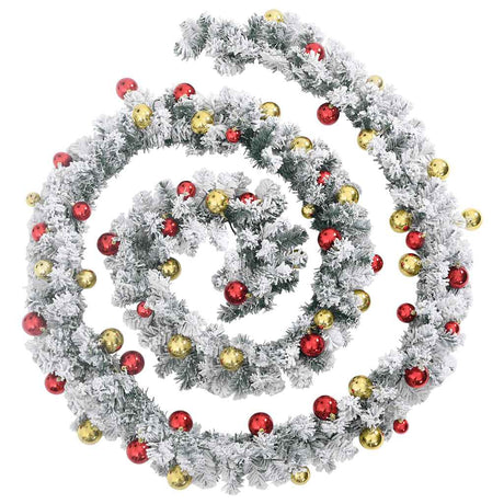 VidaXL Weihnachtsgirlande mit Weihnachtskugeln und LED-Lichtern 10 m PVC Grün