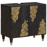 Vidaxl badkamerkastenset 2 st zwart 62 x 33 x 58 cm massief mango hout