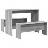 Vidaxl 3-delige eettafel en bankenset bewerkt hout grijs sonoma eiken