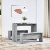 Vidaxl 3-delige eettafel en bankenset bewerkt hout grijs sonoma eiken