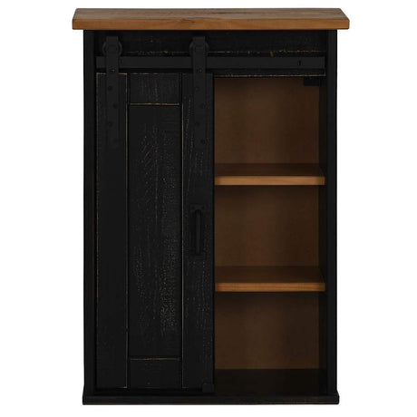 Vidaxl bovenkast halden met schuifdeur 49x22,5x70 cm grenenhout zwart