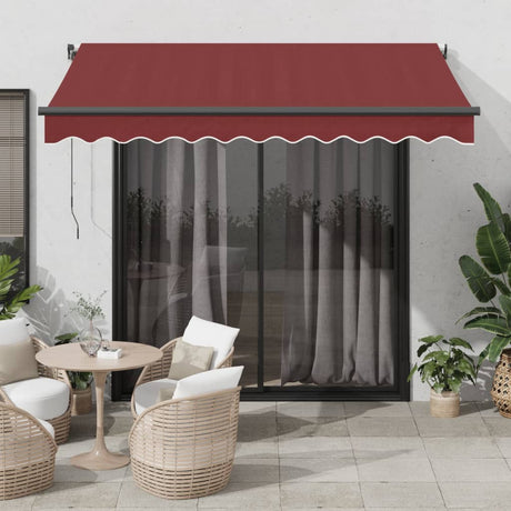 Vidaxl luifel automatisch uittrekbaar met led's 350x250 cm bordeaux