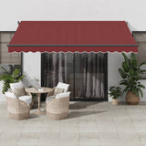 VidaXL Markise manuell ausziehbar mit LEDs 400x300 cm burgunderrot