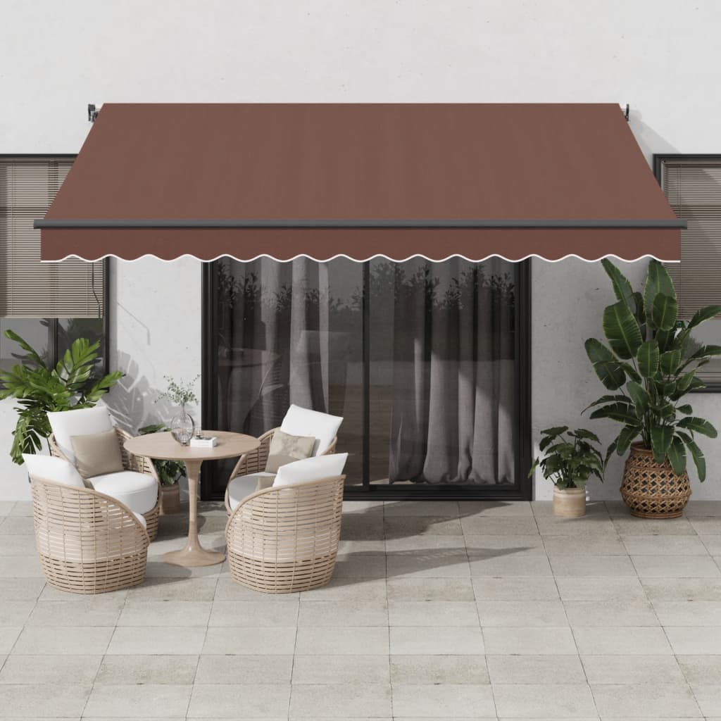 VidaXL Markise manuell ausziehbar mit LEDs 400x300 cm braun