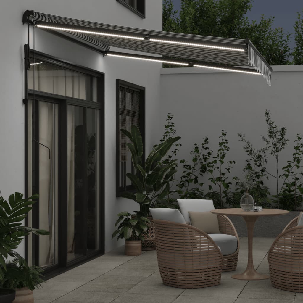 VidaXL Markise automatisch ausziehbar LED 300x250 cm Anthrazit und Weiß