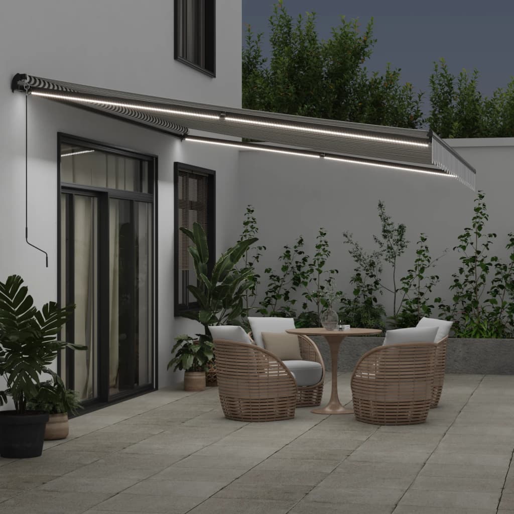 VidaXL Markise manuell ausziehbar und LED 500x300 cm Anthrazit und Weiß