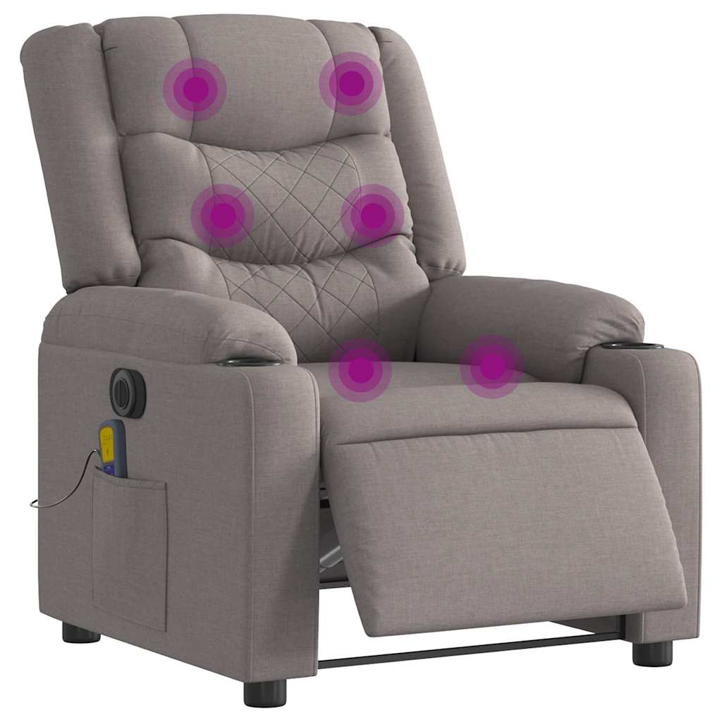 Vidaxl massagestoel elektrisch verstelbaar stof taupe