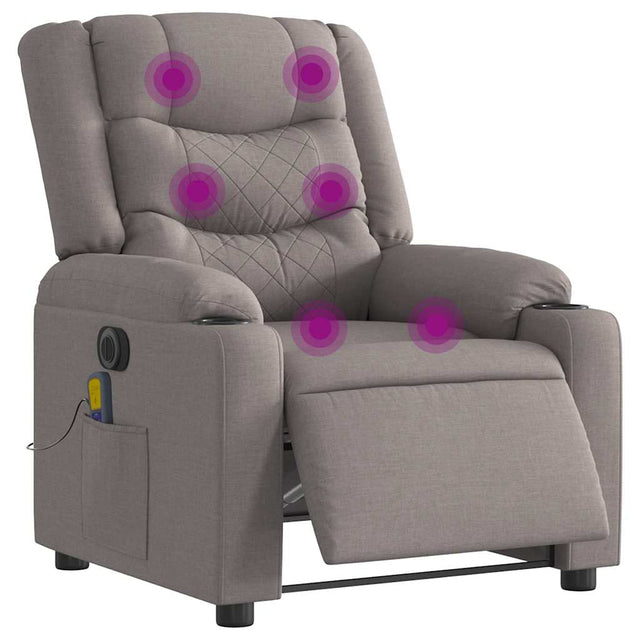 Vidaxl massagestoel elektrisch verstelbaar stof taupe