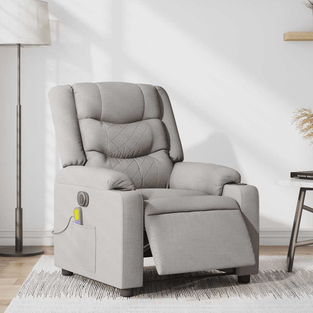 Vidaxl massagestoel elektrisch verstelbaar stof wolk grijs