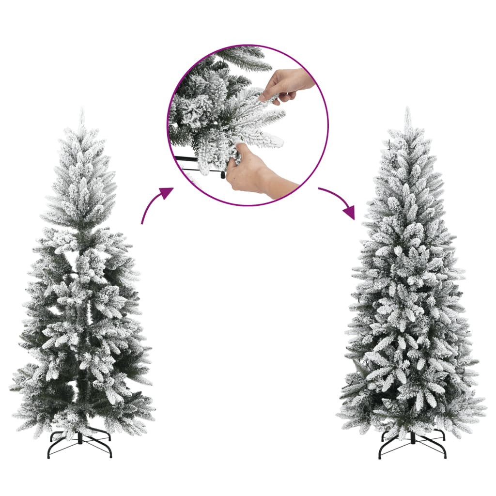 Vidaxx künstlicher Weihnachtsbaum mit Schnee schmal 210 cm PVC und PE