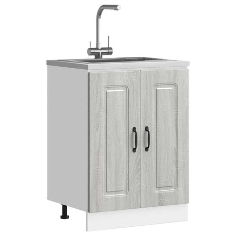 Vidaxl spoelbakonderkast kalmar 60x46x81,5cm bewerkt hout grijs sonoma