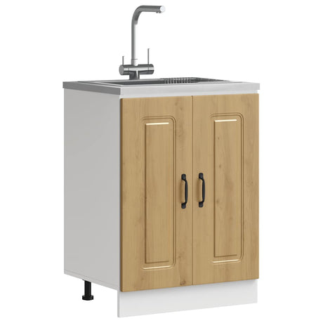 Vidaxl spoelbakonderkast kalmar 60x46x81,5 cm hout artisanaal eiken