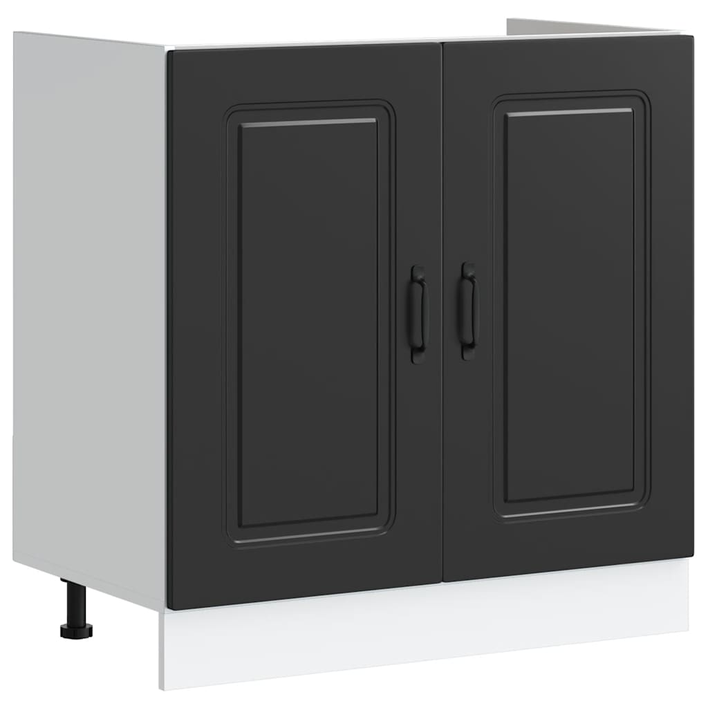 Vidaxl spoelbakonderkast kalmar 80x46x81,5 cm bewerkt hout zwart