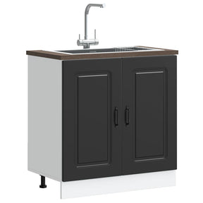 Vidaxl spoelbakonderkast kalmar 80x46x81,5 cm bewerkt hout zwart