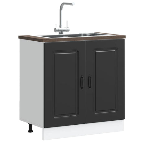 Vidaxl spoelbakonderkast kalmar 80x46x81,5 cm bewerkt hout zwart