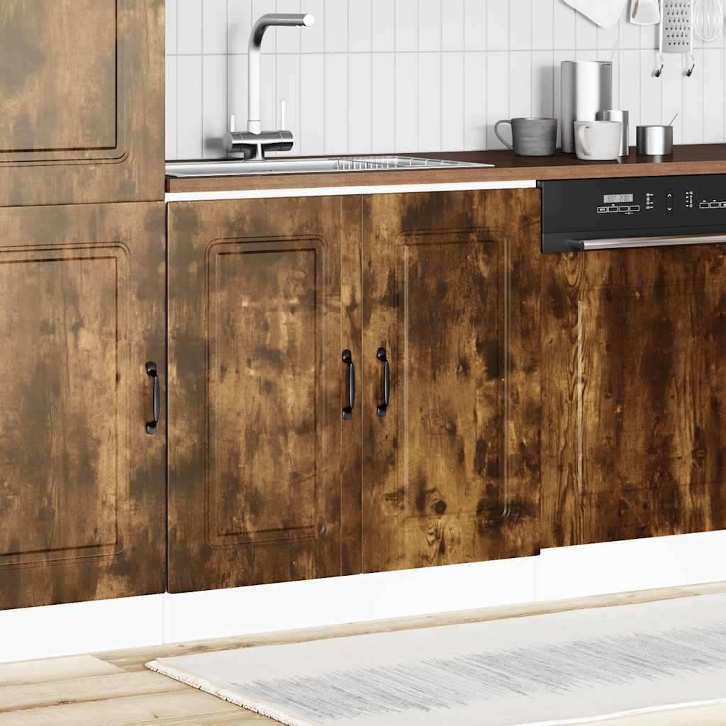Vidaxl spoelbakonderkast kalmar 80x46x81,5cm bewerkt hout gerookteiken