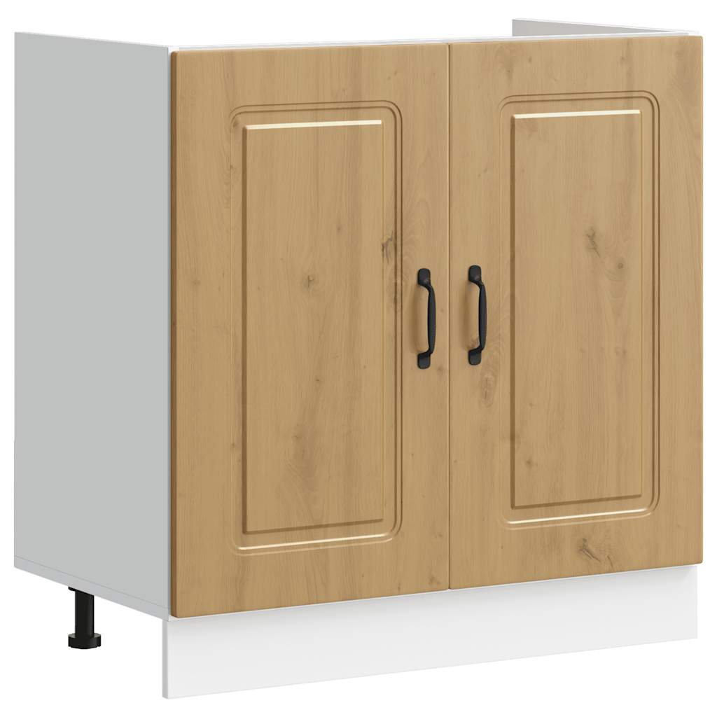 Vidaxl spoelbakonderkast kalmar 80x46x81,5 cm hout artisanaal eiken