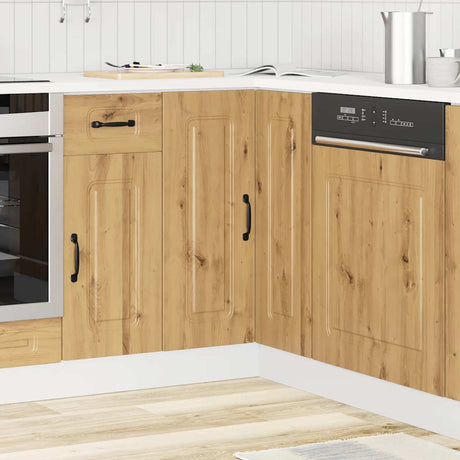 Vidaxl hoekkeukenonderkast kalmar bewerkt hout artisanaal eikenkleur