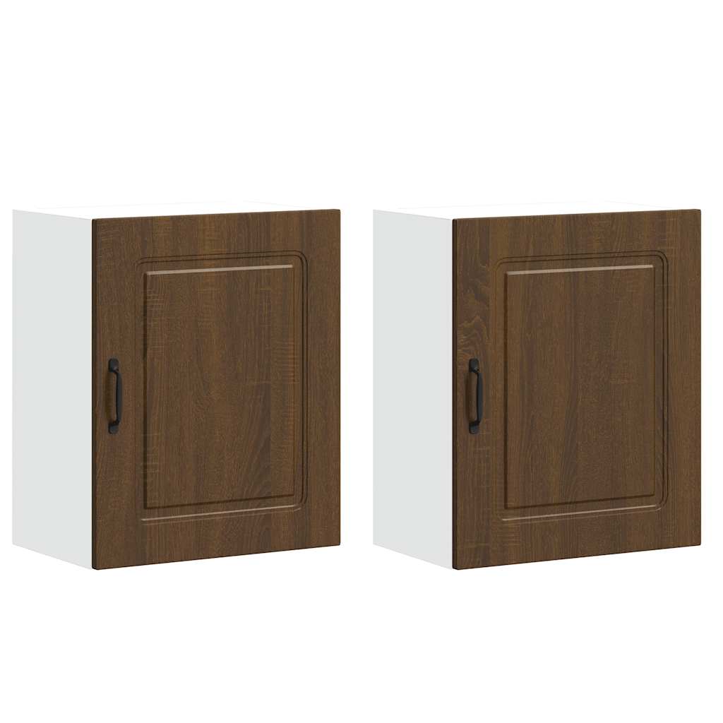 Vidaxl keukenwandkasten 2 st kalmar bewerkt hout bruin eikenkleurig
