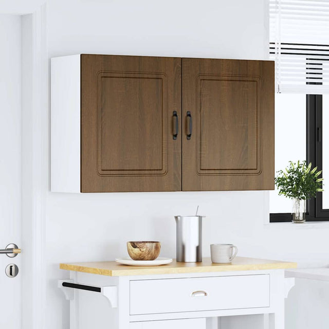 Vidaxl keukenwandkasten 2 st kalmar bewerkt hout bruin eikenkleurig