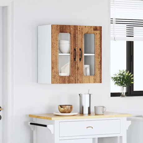 Vidaxl keukenbovenkast met glazen deur kalmar bewerkt hout oud houtkleurig