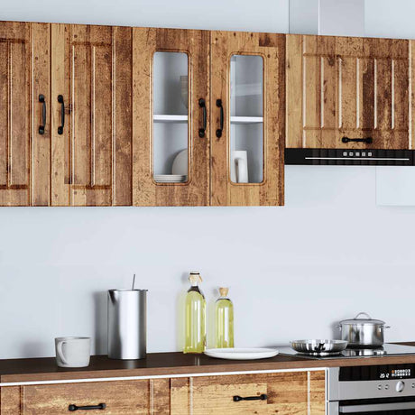 Vidaxl keukenbovenkast met glazen deur kalmar bewerkt hout oud houtkleurig