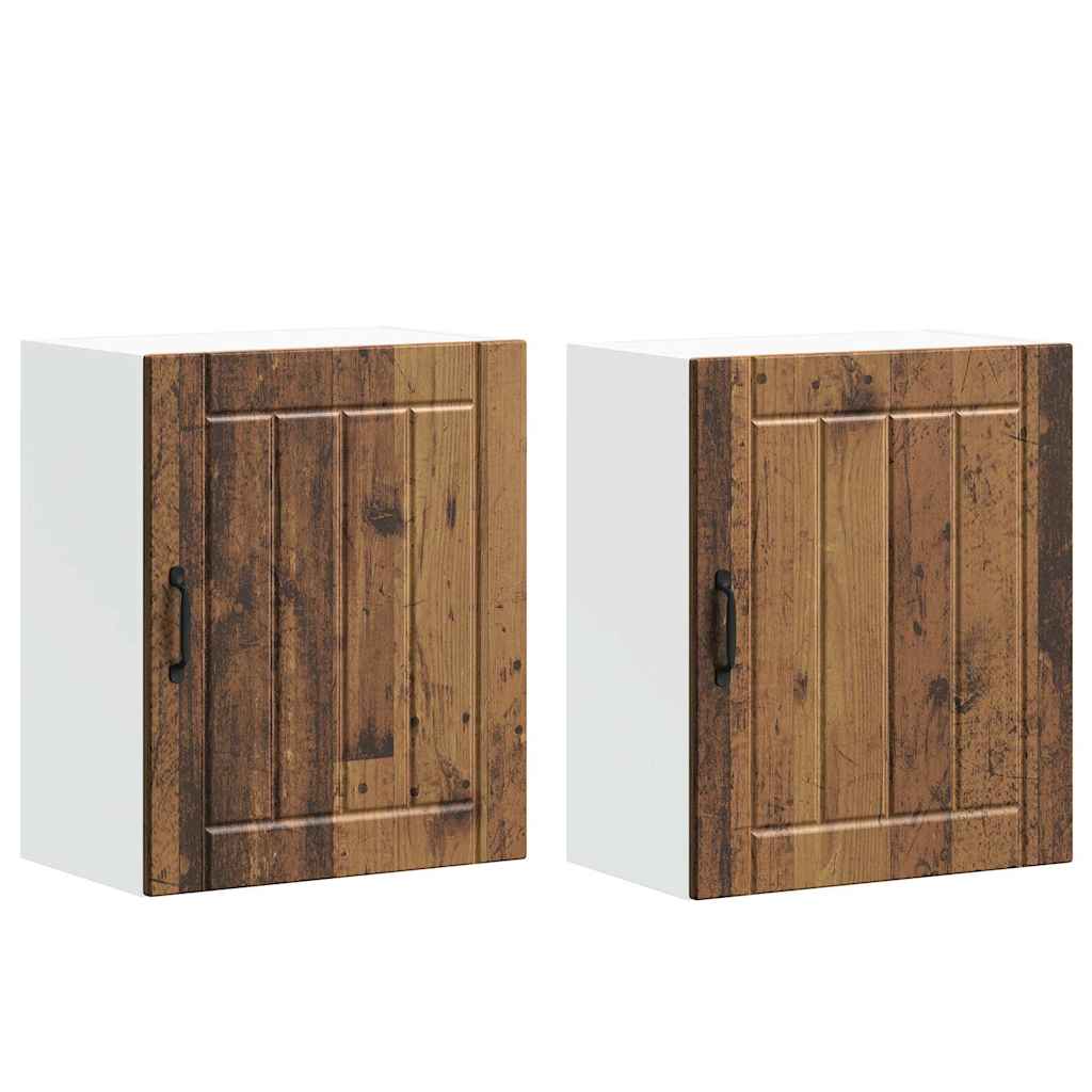 Vidaxl keukenwandkasten 2 st lucca oud houtkleurig bewerkt hout