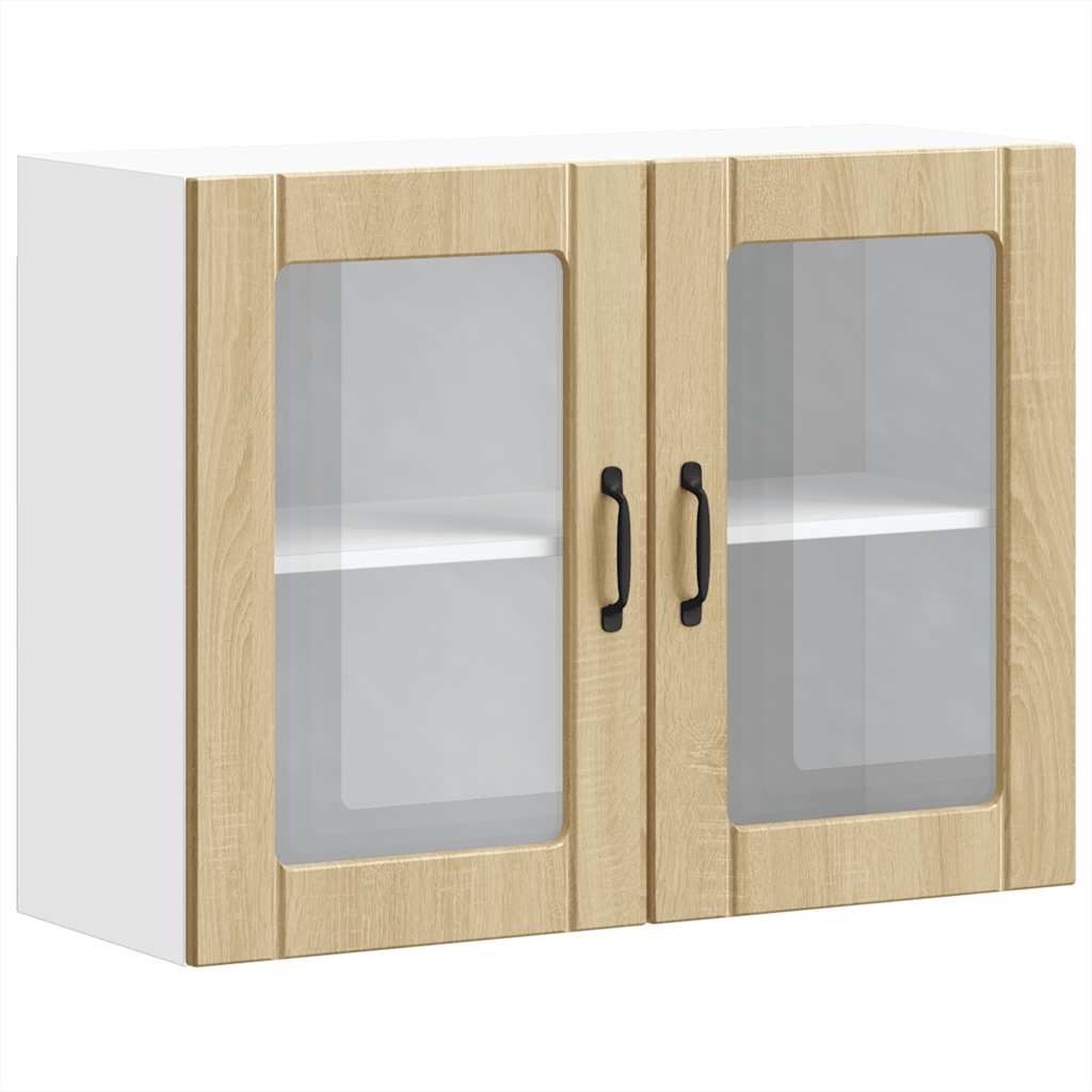 Vidaxl keukenbovenkast met glazen deur lucca bewerkt hout sonoma eikenkleur