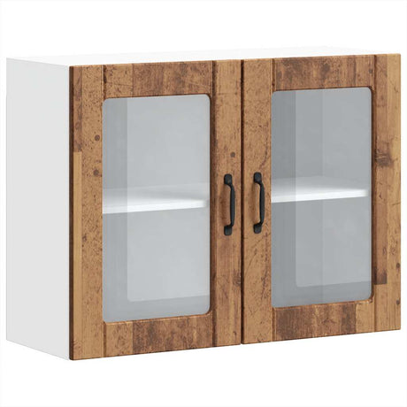 Vidaxl keukenbovenkast met glazen deur bewerkt hout oud houtkleurig