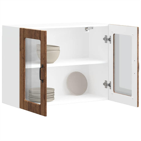 Vidaxl keukenbovenkast met glazen deur bewerkt hout oud houtkleurig