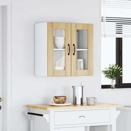 Vidaxl keukenbovenkast met glazen deur lucca bewerkt hout sonoma eikenkleur