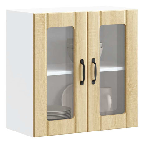 Vidaxl keukenbovenkast met glazen deur lucca bewerkt hout sonoma eikenkleur