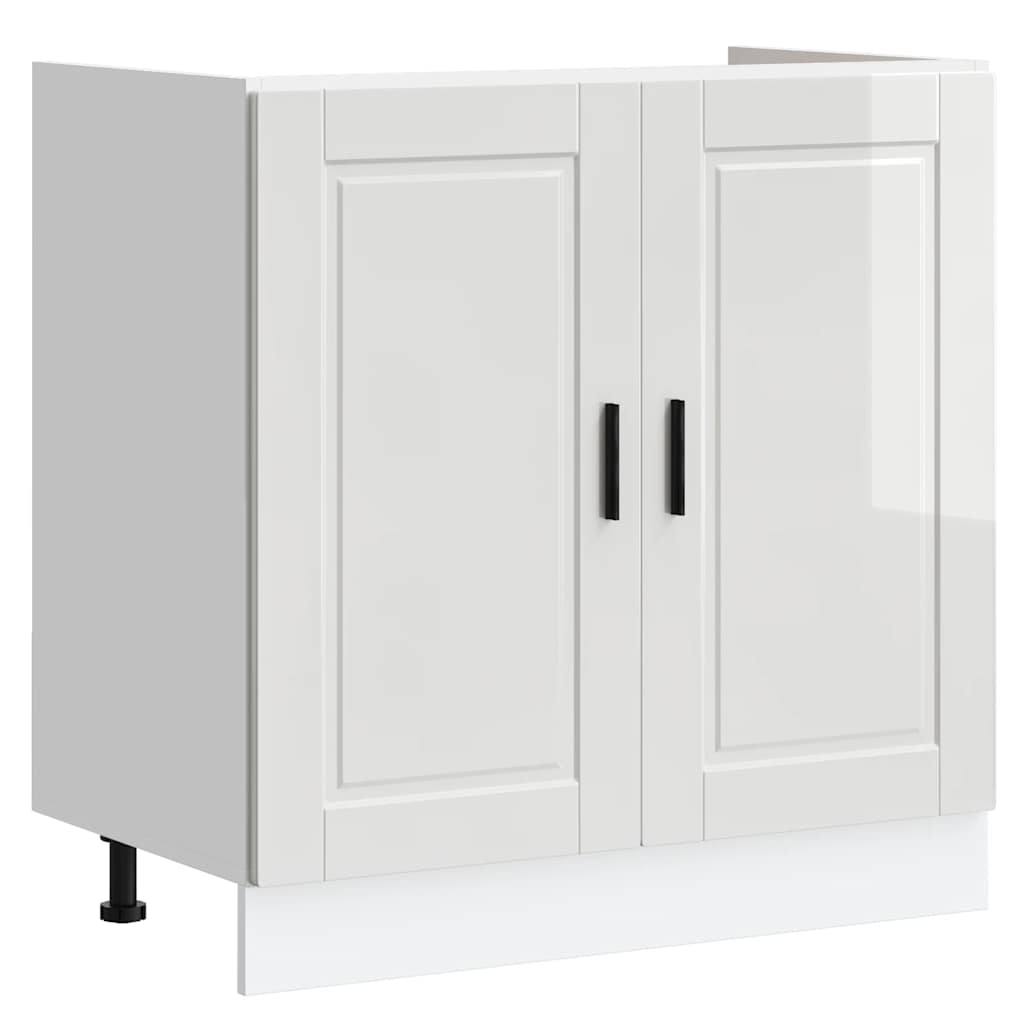 Vidaxl spoelbakonderkast porto 80x46x81,5cm bewerkt hout hoogglans wit