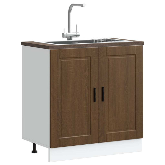 Vidaxl spoelbakonderkast porto 80x46x81,5 cm bewerkt hout bruin eiken