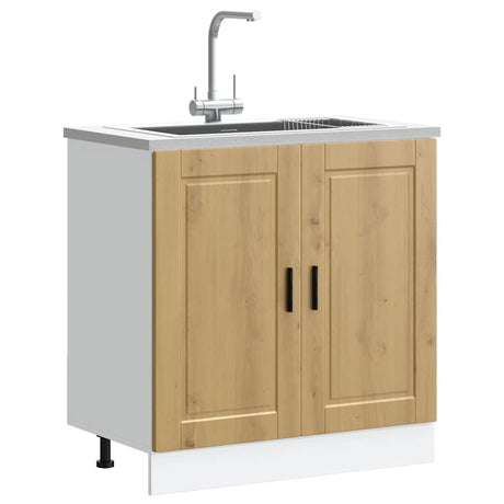 Vidaxl spoelbakonderkast porto 80x46x81,5 cm hout artisanaal eiken