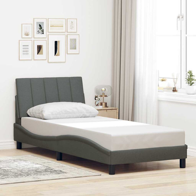 Vidaxl bedframe zonder matras hanko 90x190 cm stof donkergrijs