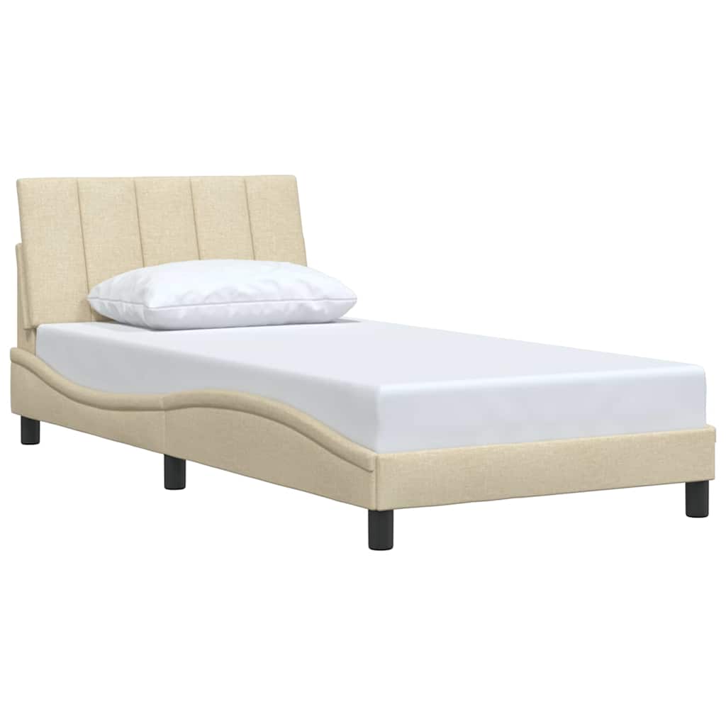 Vidaxl bedframe zonder matras hanko 100x200 cm stof crèmekleurig