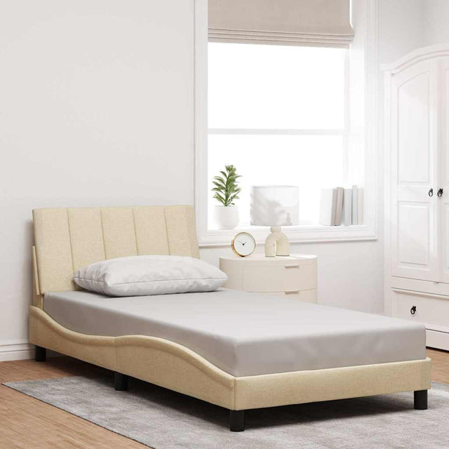 Vidaxl bedframe zonder matras hanko 100x200 cm stof crèmekleurig