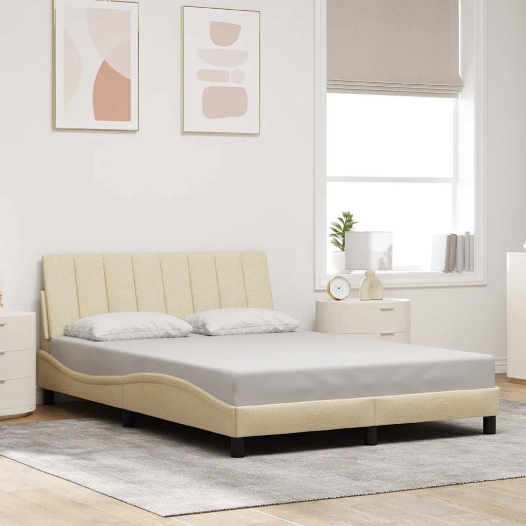 Vidaxl bedframe zonder matras hanko stof crèmekleurig 140x190 cm