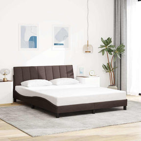 Vidaxl bedframe zonder matras hanko stof donkerbruin 160x200 cm
