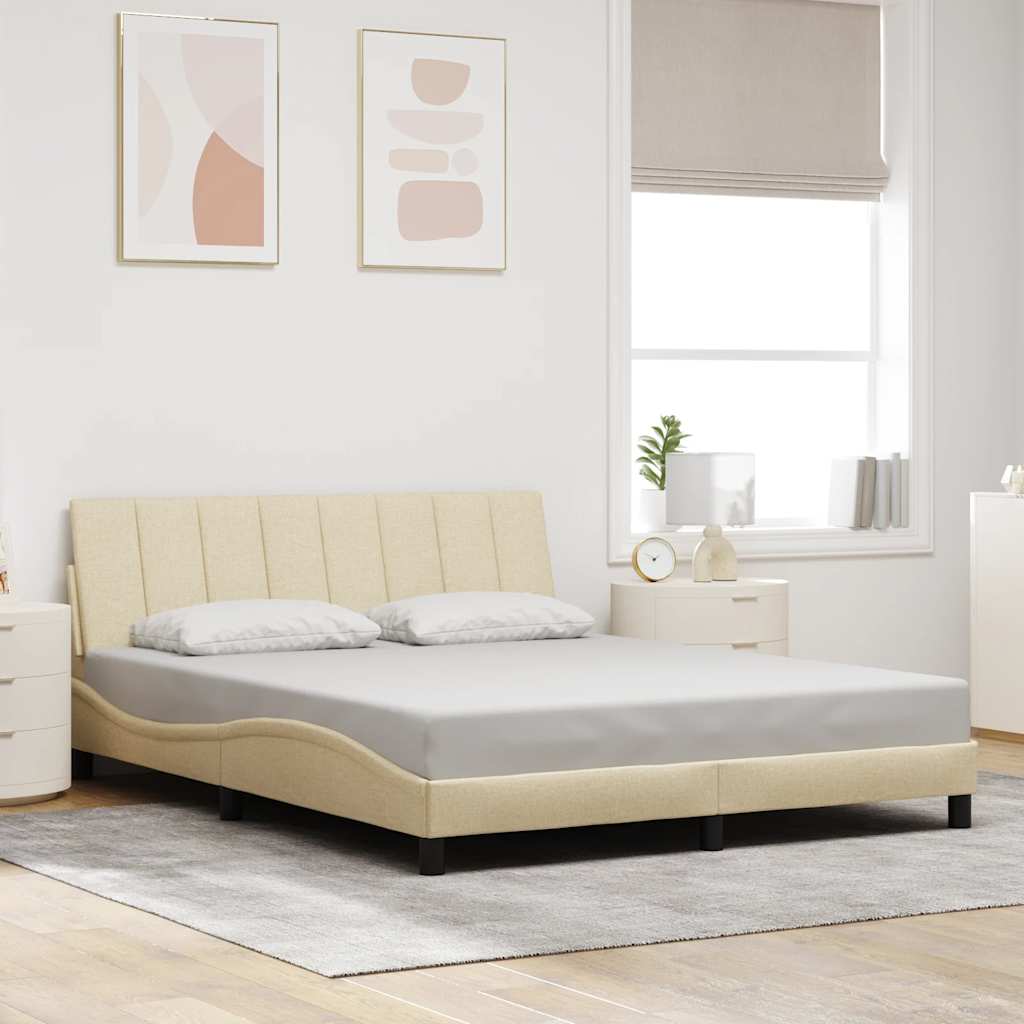 Vidaxl bedframe zonder matras hanko stof crèmekleurig 160x200 cm