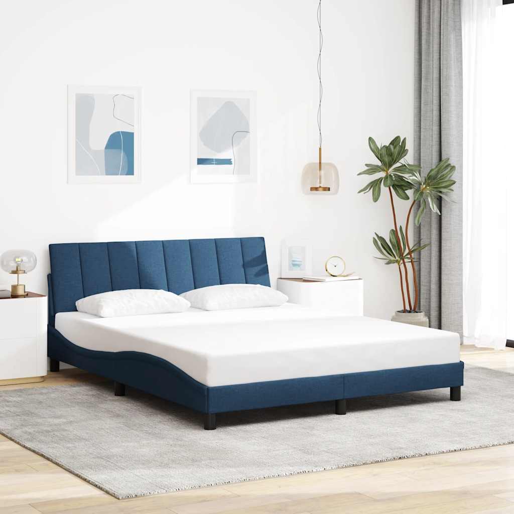 Vidaxl bedframe zonder matras hanko stof blauw 160x200 cm