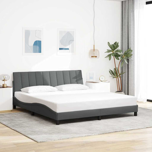 Vidaxl bedframe zonder matras hanko stof donkergrijs 180x200 cm