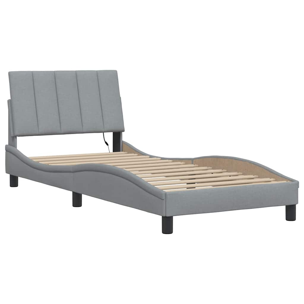 Vidaxl bedframe zonder matras hanko 80x200 cm stof lichtgrijs