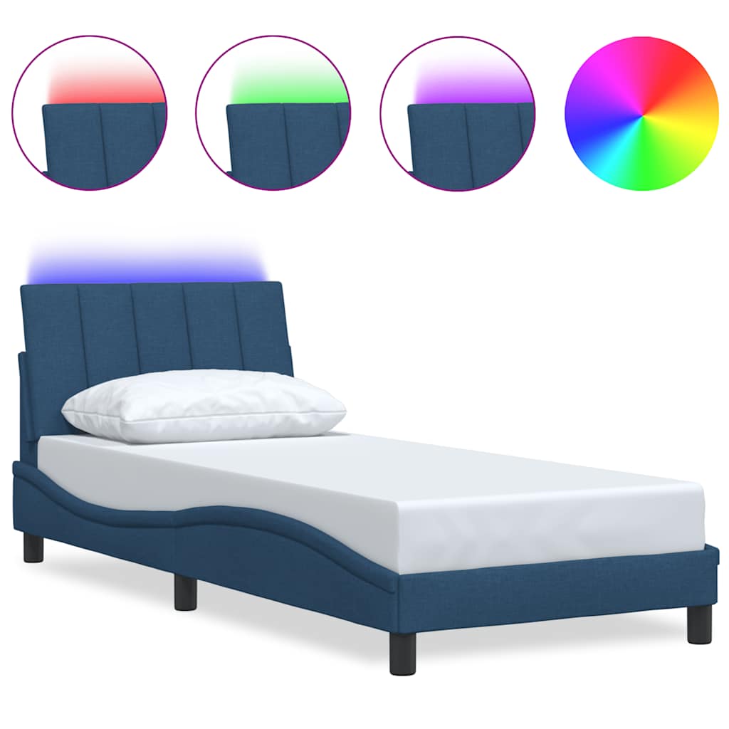 Vidaxl bedframe zonder matras hanko 80x200 cm stof blauw