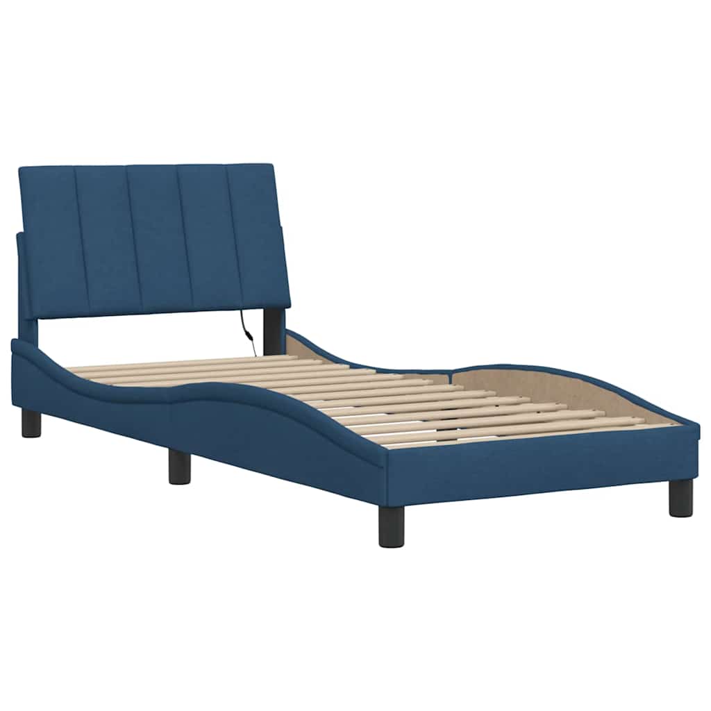 Vidaxl bedframe zonder matras hanko 90x190 cm stof blauw