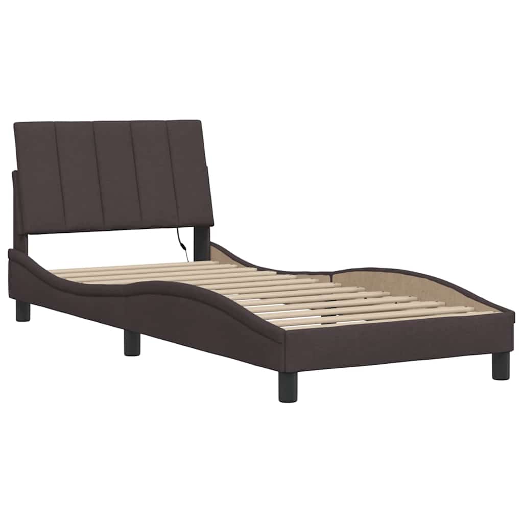 Vidaxl bedframe zonder matras hanko 90x200 cm stof donkerbruin