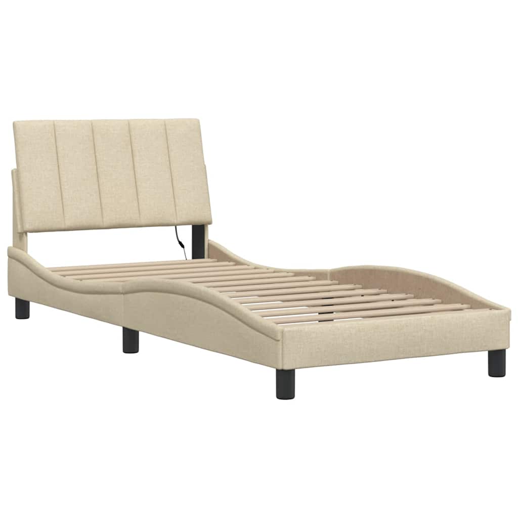Vidaxl bedframe zonder matras hanko 90x200 cm stof crèmekleurig