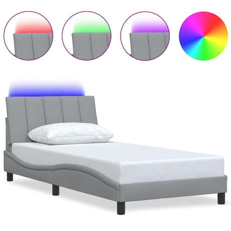 Vidaxl bedframe zonder matras hanko 100x200 cm stof lichtgrijs