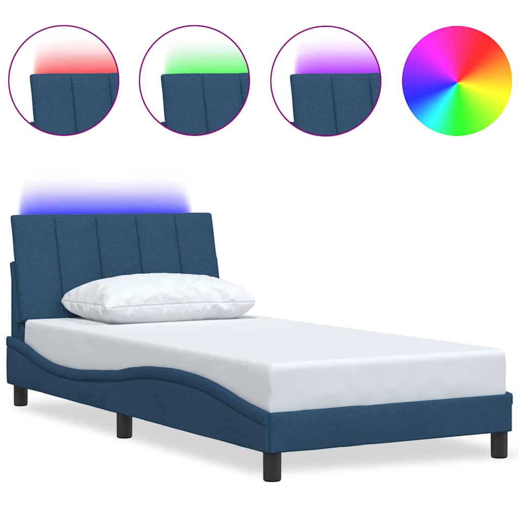 Vidaxl bedframe zonder matras hanko 100x200 cm stof blauw